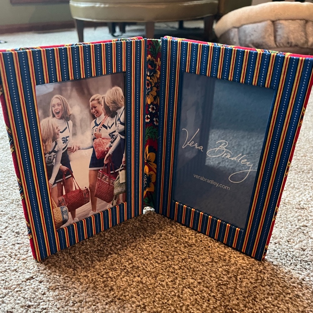 Vera Bradley Multicolor Striped Photo Frame. Holds 2 4x6 Photos. Brand New!